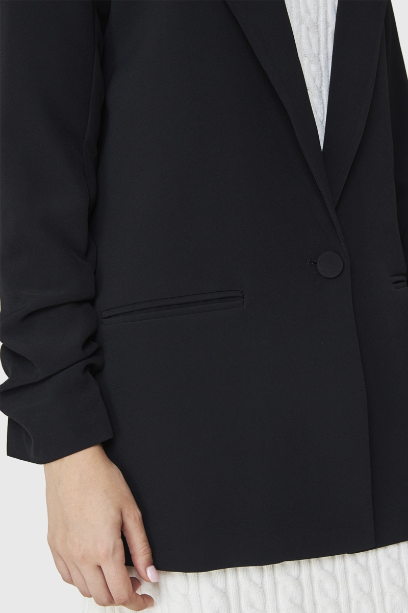 BLAZER LARGO MANGA DRAPEADA NEGRO NICOPOLY - 6