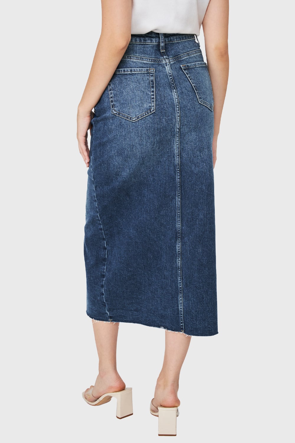 FALDA MUJER NICOPOLY AZUL MEDIO DENIM TAJO FRONTAL - 4
