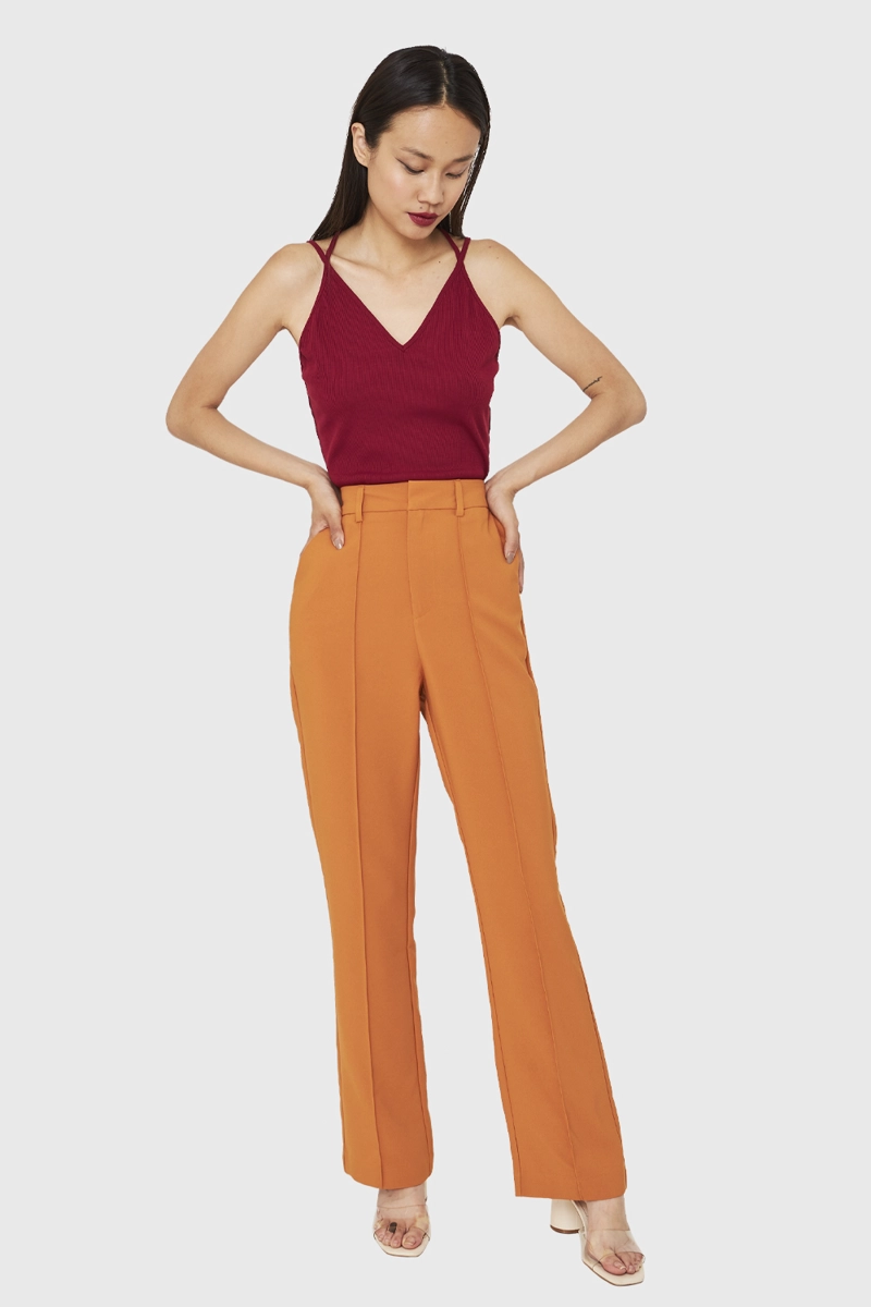 PANTALÓN MUJER NICOPOLY LÚCUMA COSTURAS FRONTALES RECTO - 2