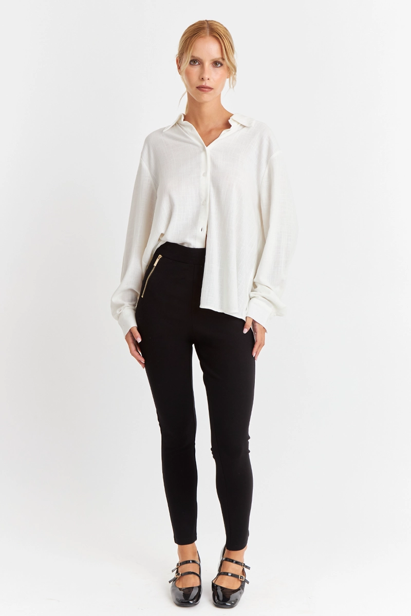 CALZA MUJER NICOPOLY NEGRO CIERRES DECORATIVOS - 2