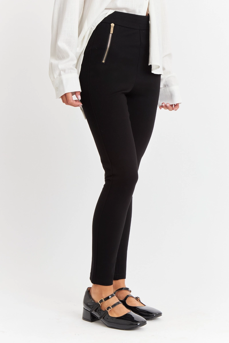 CALZA MUJER NICOPOLY NEGRO CIERRES DECORATIVOS - 3