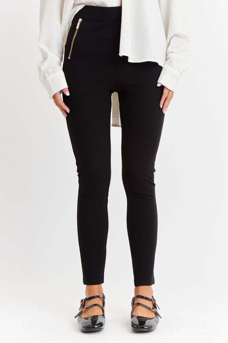 CALZA MUJER NICOPOLY NEGRO CIERRES DECORATIVOS - 5