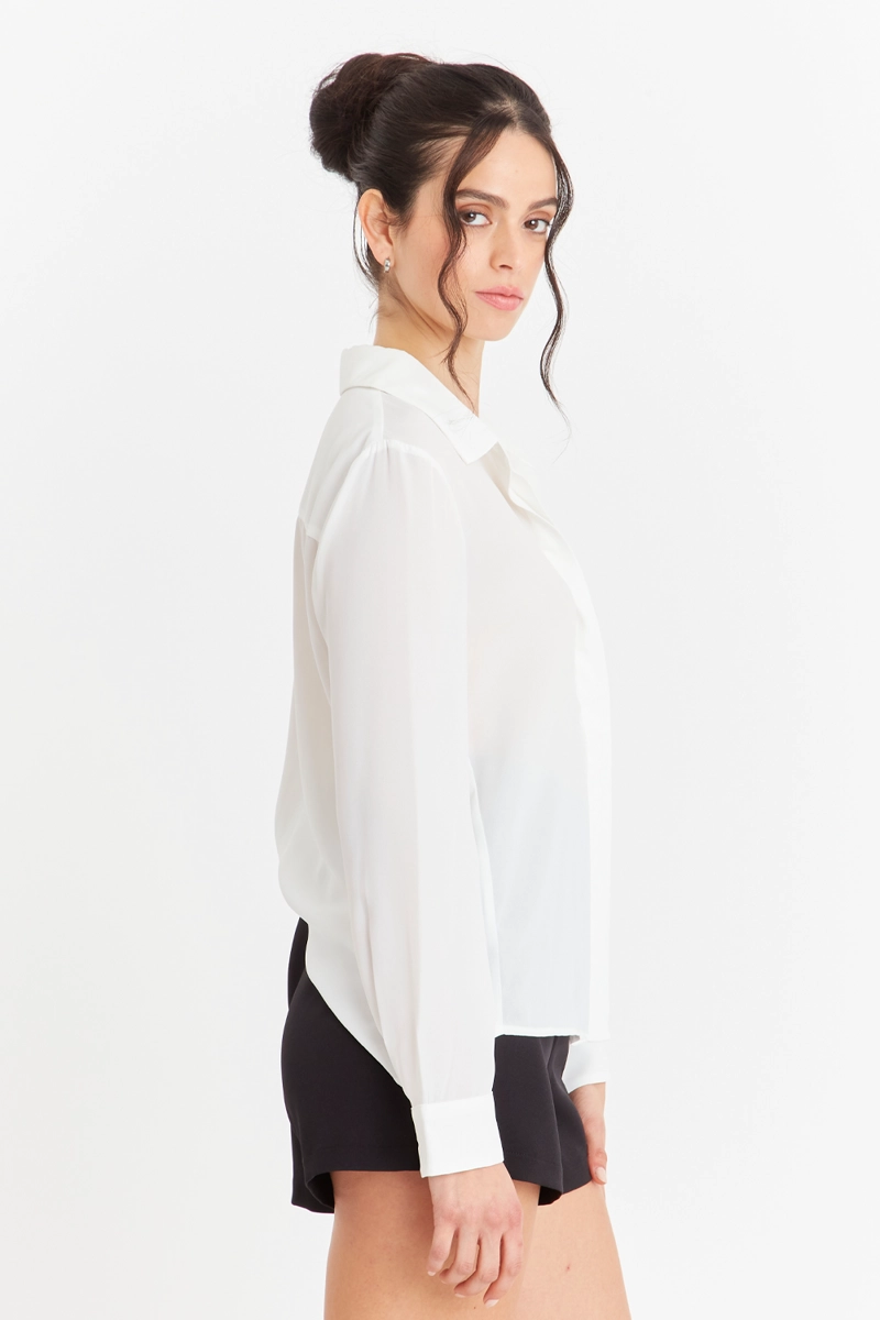 BLUSA BASICA BOTONERA INVISIBLE BLANCO NICOPOLY - 3