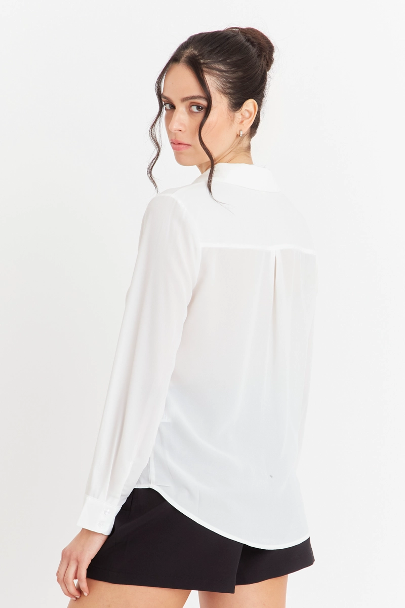 BLUSA BASICA BOTONERA INVISIBLE BLANCO NICOPOLY - 4