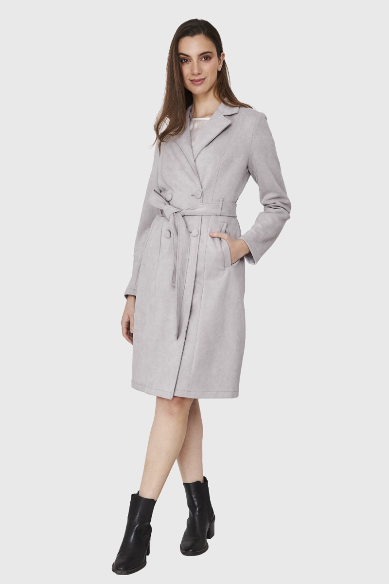 TRENCH LAZO TIPO GAMUZA GRIS NICOPOLY - 2