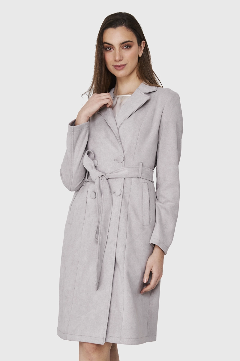 TRENCH LAZO TIPO GAMUZA GRIS NICOPOLY - 5