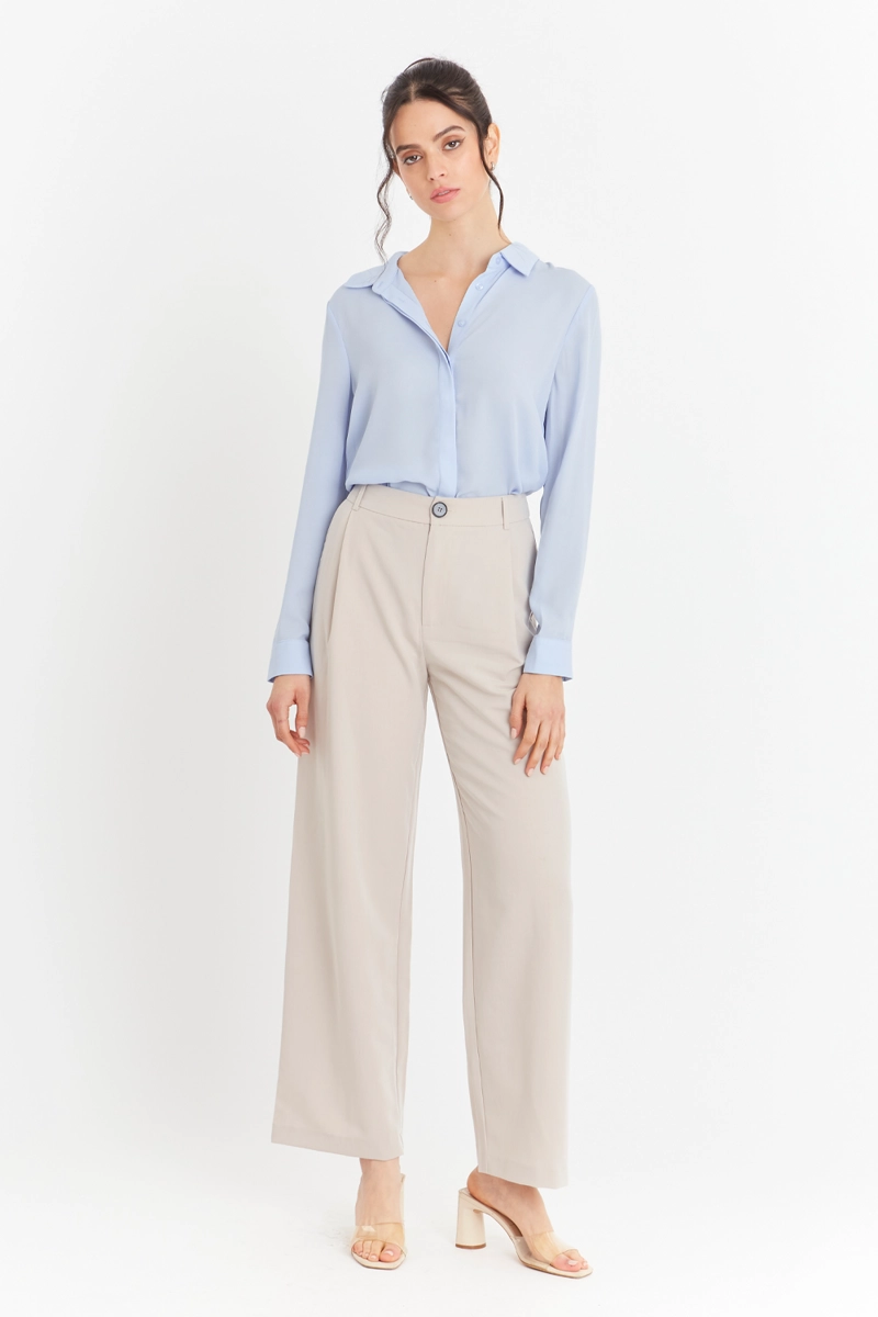 BLUSA BASICA BOTONERA INVISIBLE CELESTE NICOPOLY - 2