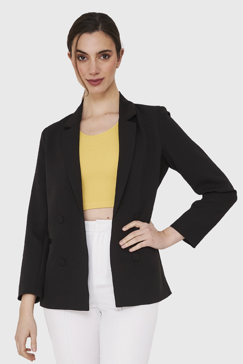BLAZER 4 BOTONES DECORATIVOS NEGRO NICOPOLY - 1