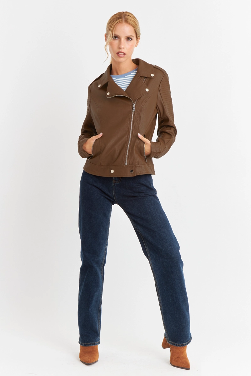 CHAQUETA ECOCUERO TIPO BIKER CAFE  NICOPOLY - 2