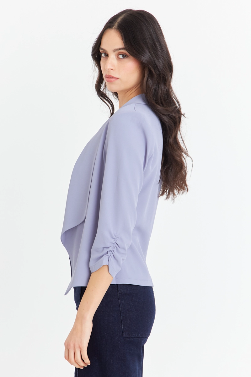 BLAZER MANGA DETALLE DRAPEADO CELESTE NICOPOLY - 3