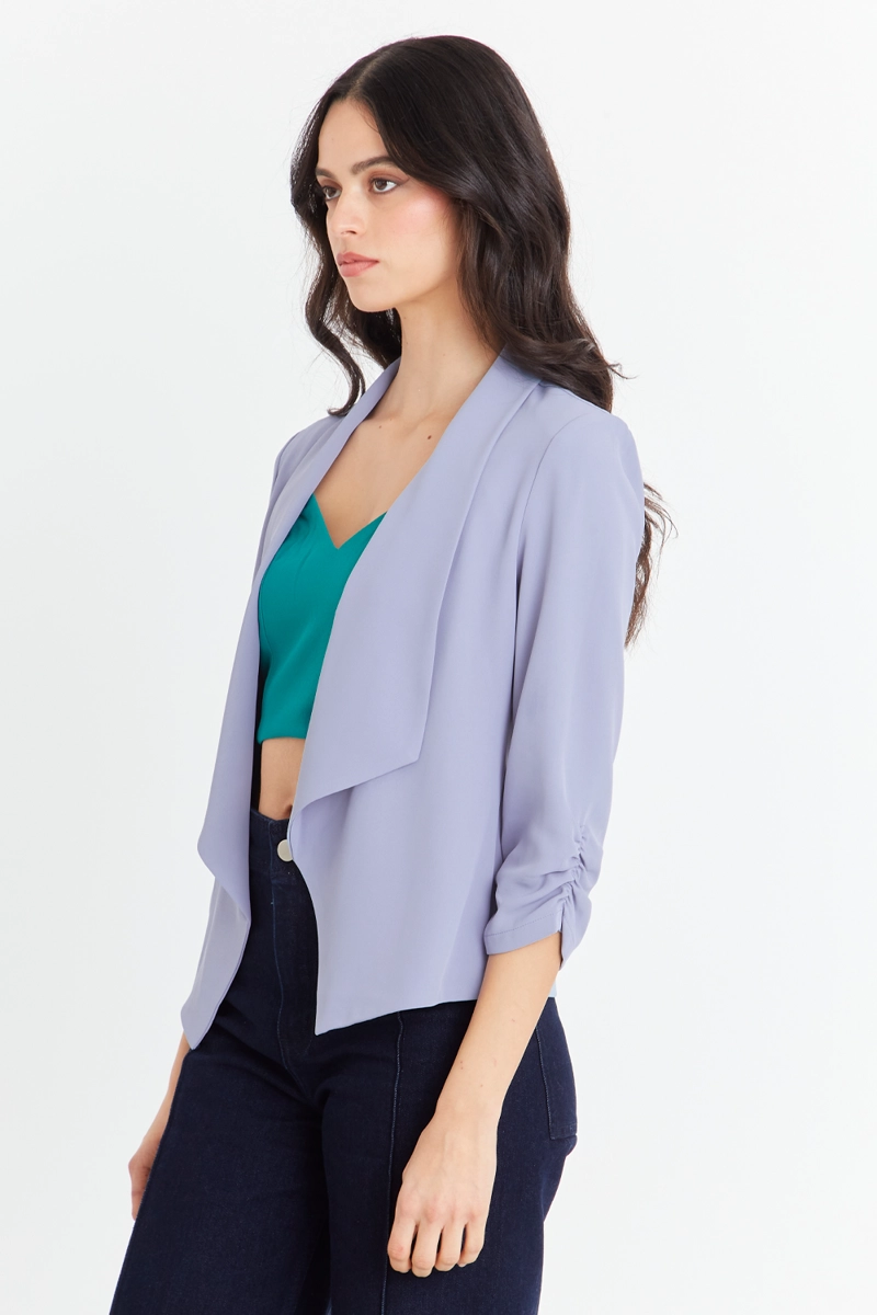 BLAZER MANGA DETALLE DRAPEADO CELESTE NICOPOLY - 5