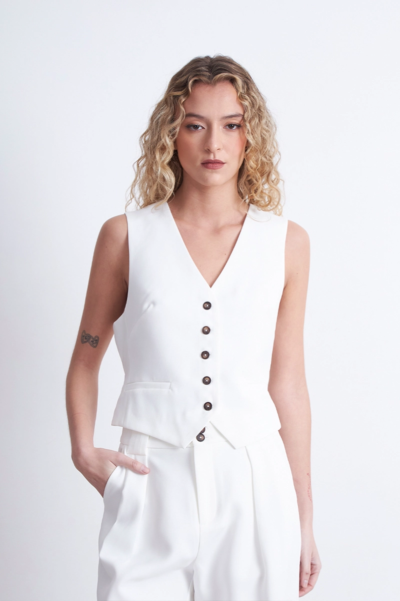 GILET BASICO AJUSTABLE BLANCO MUJER NICOPOLY - 3