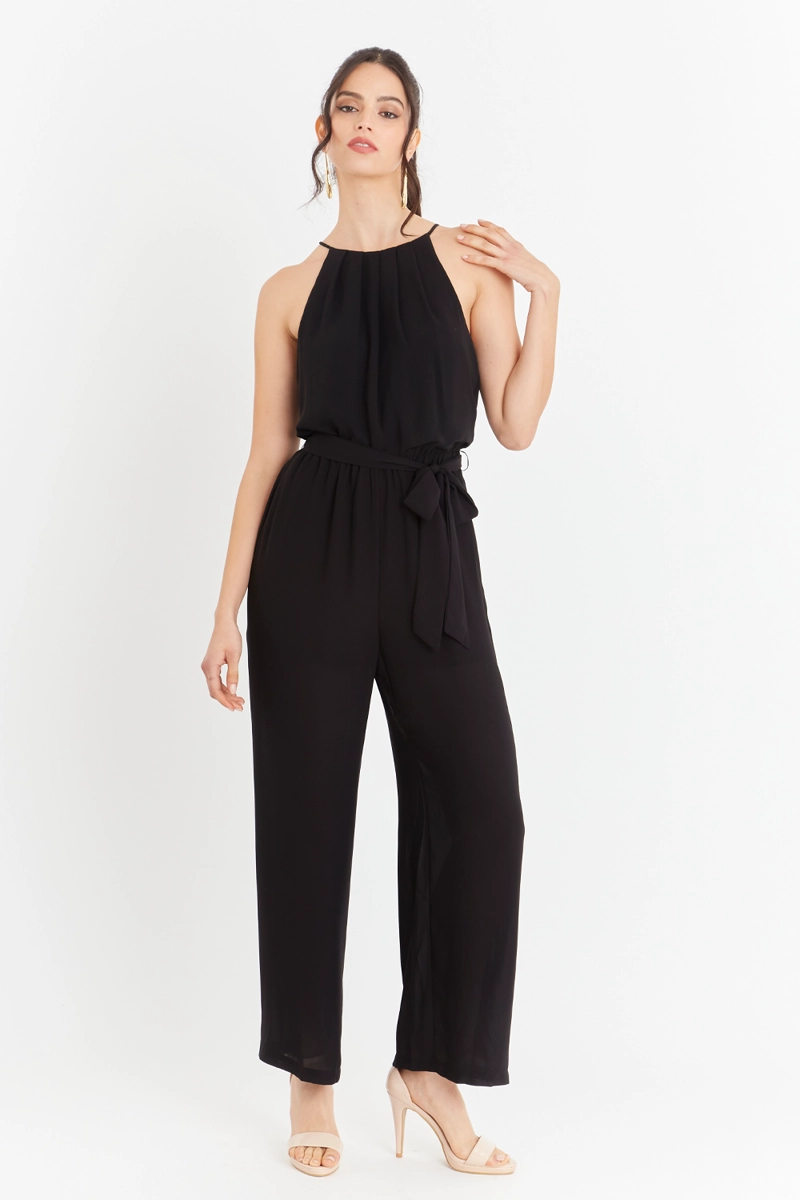 ENTERITO MUJER NICOPOLY NEGRO HALTER CON CINTURÓN LAZO - 1