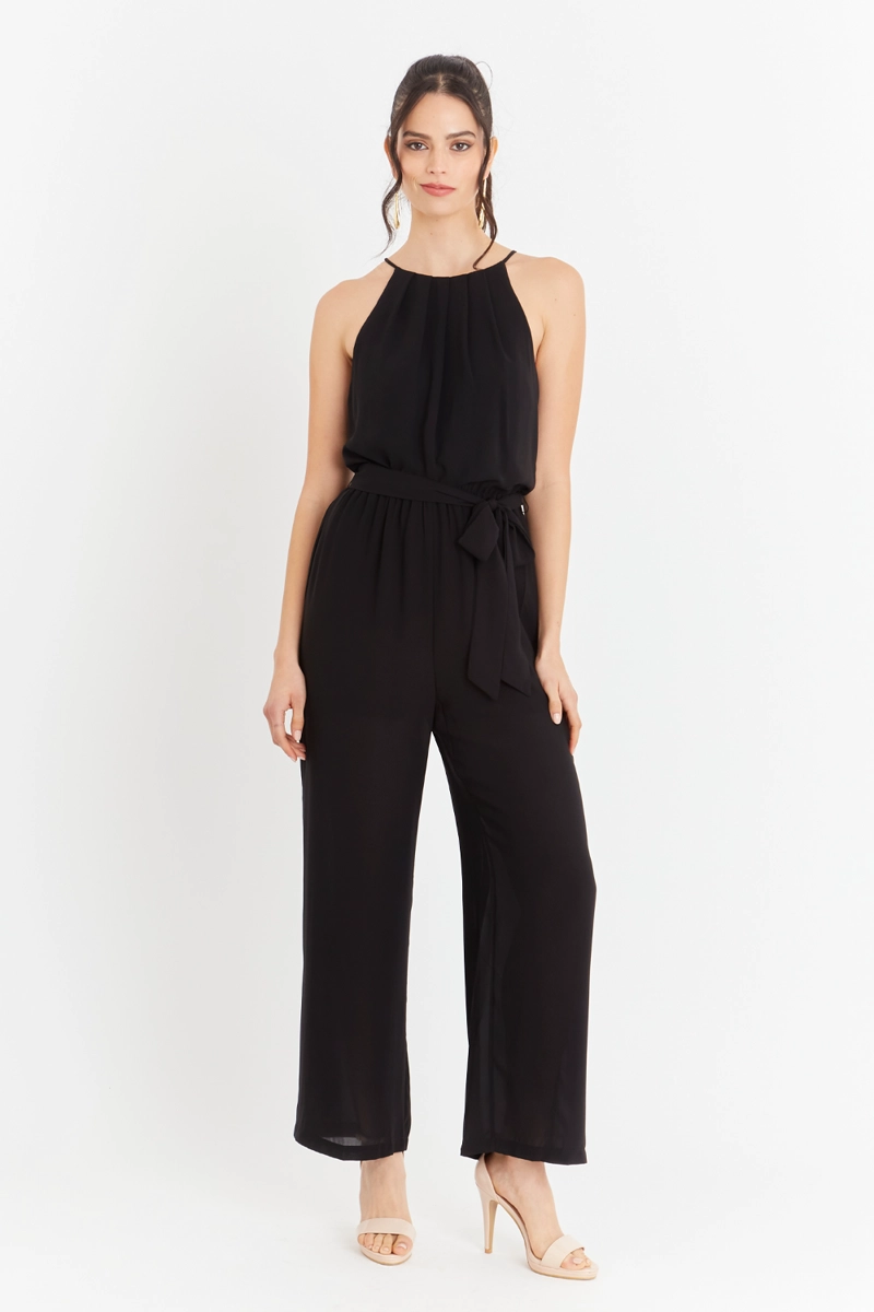 ENTERITO MUJER NICOPOLY NEGRO HALTER CON CINTURÓN LAZO - 2