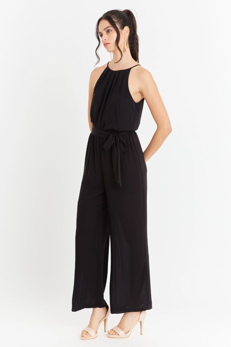 ENTERITO MUJER NICOPOLY NEGRO HALTER CON CINTURÓN LAZO - 3