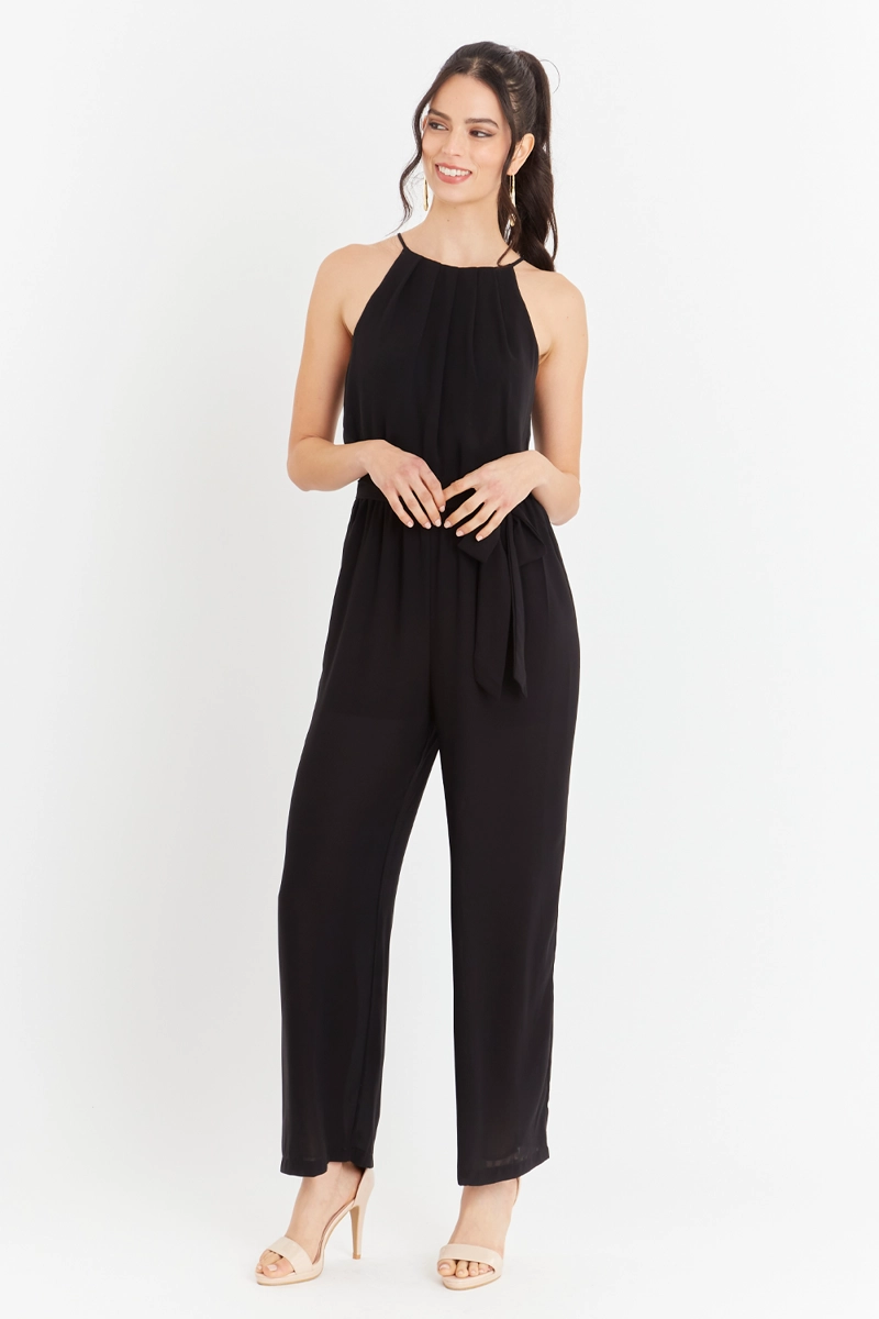 ENTERITO MUJER NICOPOLY NEGRO HALTER CON CINTURÓN LAZO - 5