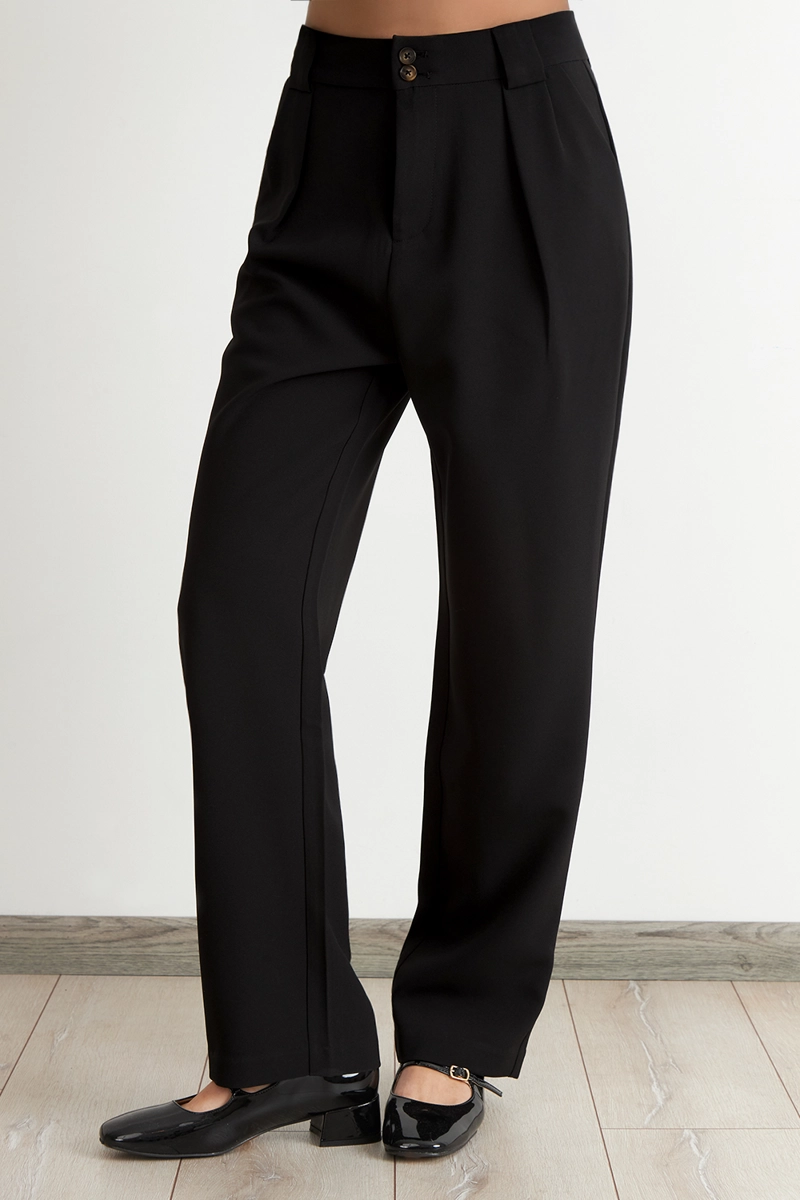 PANTALÓN MUJER NICOPOLY NEGRO CON PINZAS RECTO - 5