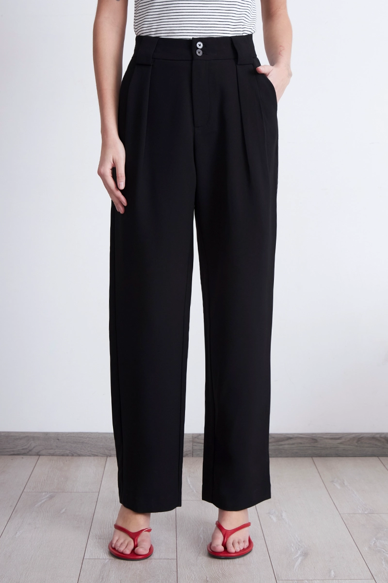 PANTALÓN MUJER NICOPOLY NEGRO CON PINZAS RECTO - 6