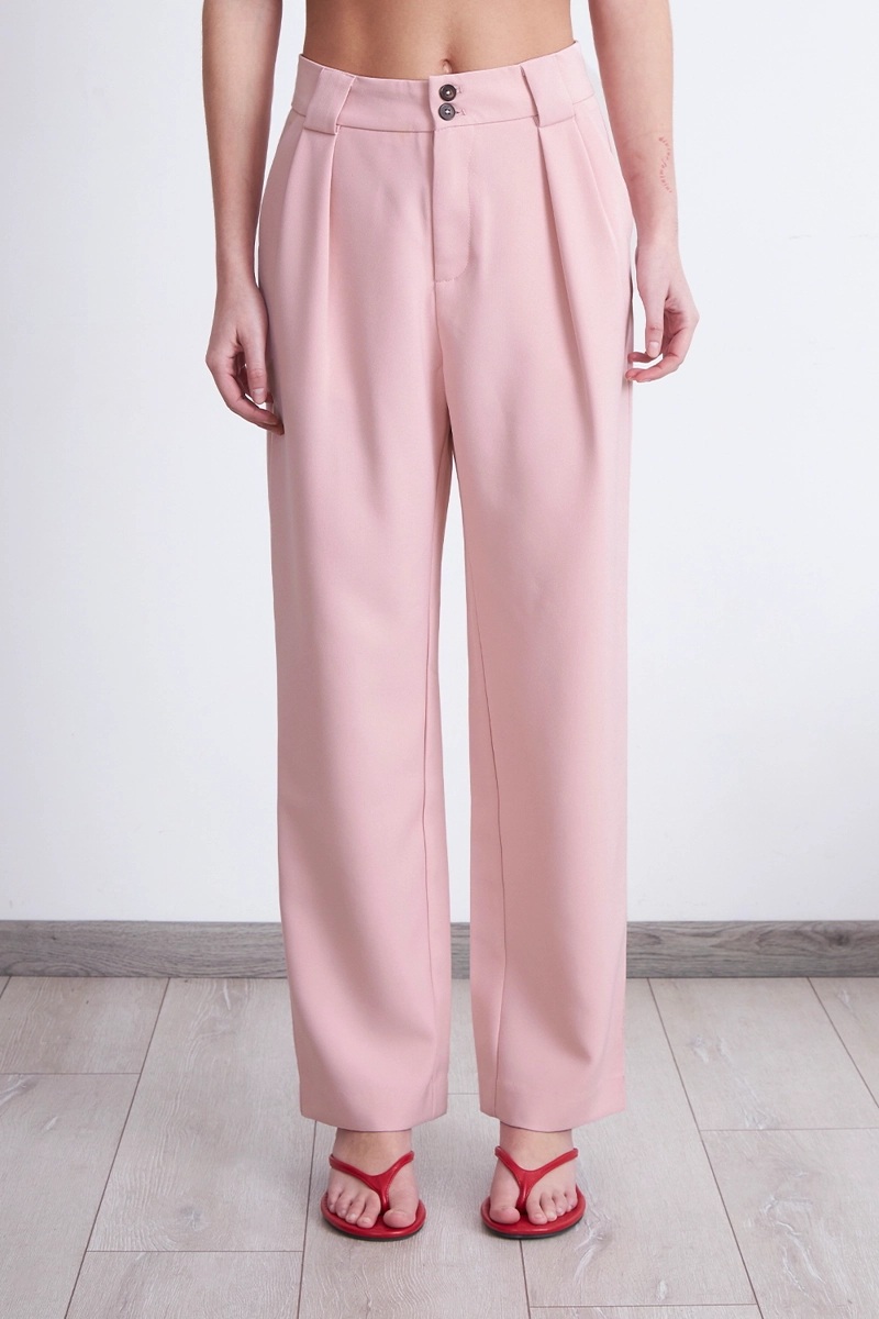 PANTALÓN MUJER NICOPOLY ROSADO CON PINZAS RECTO - 1