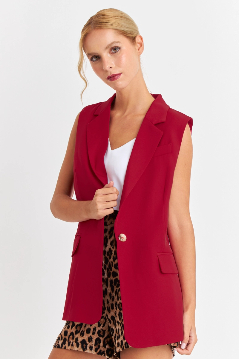 BLAZER SIN MANGAS BOLSILLOS BURDEOS NICOPOLY - 3