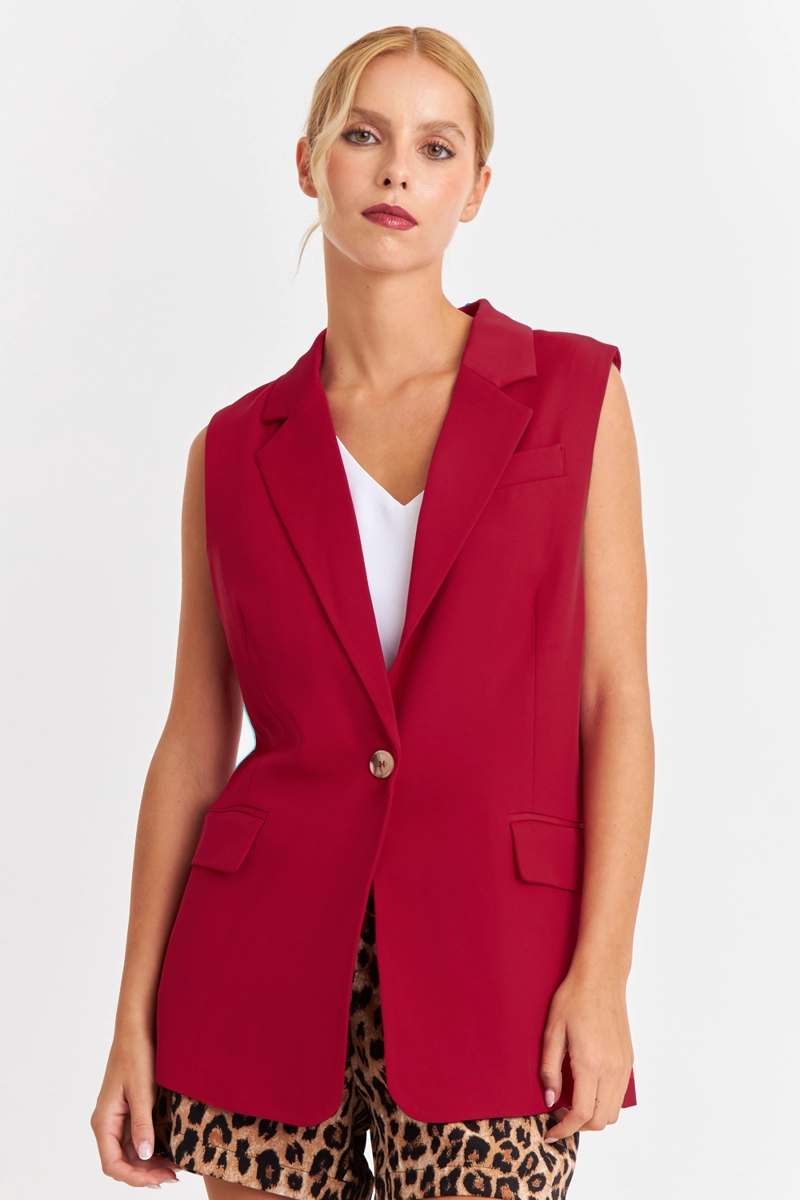 BLAZER SIN MANGAS BOLSILLOS BURDEOS NICOPOLY - 5