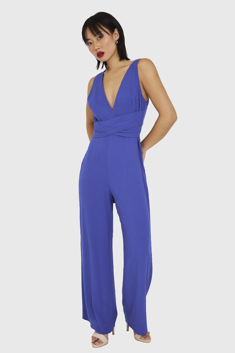 ENTERITO MUJER NICOPOLY AZUL ESCOTE V Y LAZO - 1