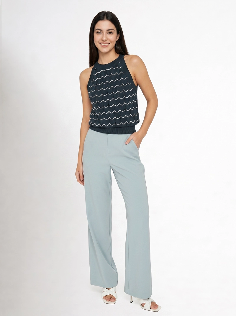 PANTALÓN MUJER NICOPOLY CELESTE PIERNA ANCHA - 2
