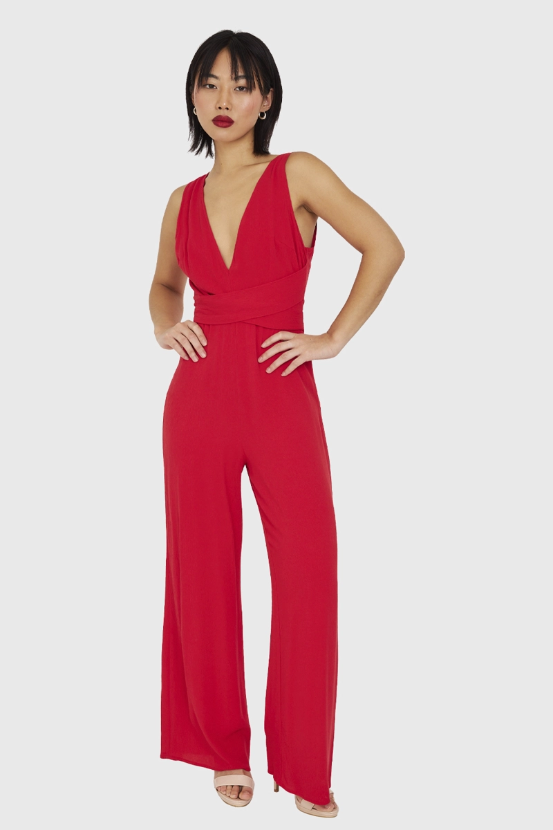 ENTERITO MUJER NICOPOLY ROJO ESCOTE V Y LAZO - 1