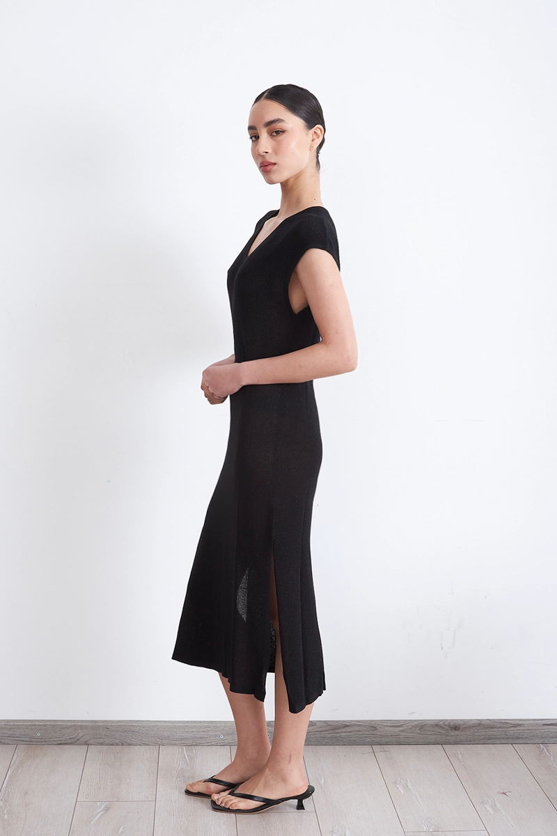 VESTIDO MUJER NICOPOLY NEGRO HOLGADO CON BRILLOS - 3