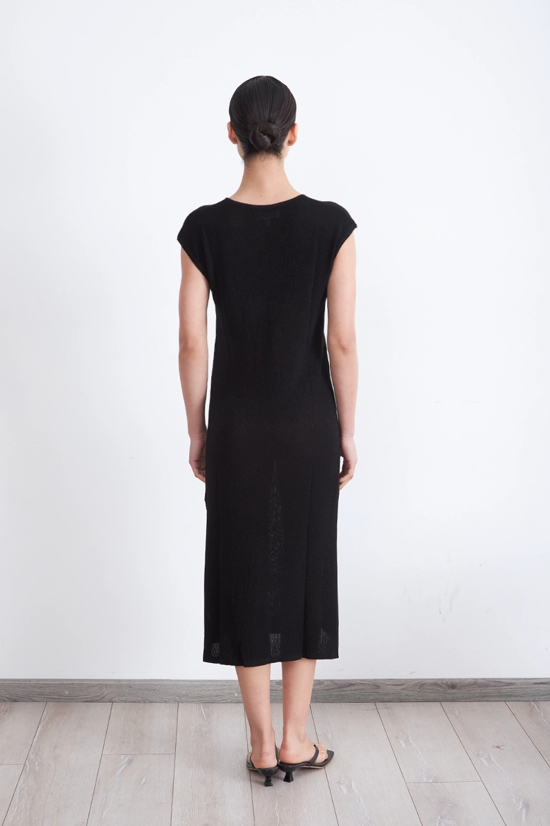 VESTIDO MUJER NICOPOLY NEGRO HOLGADO CON BRILLOS - 4