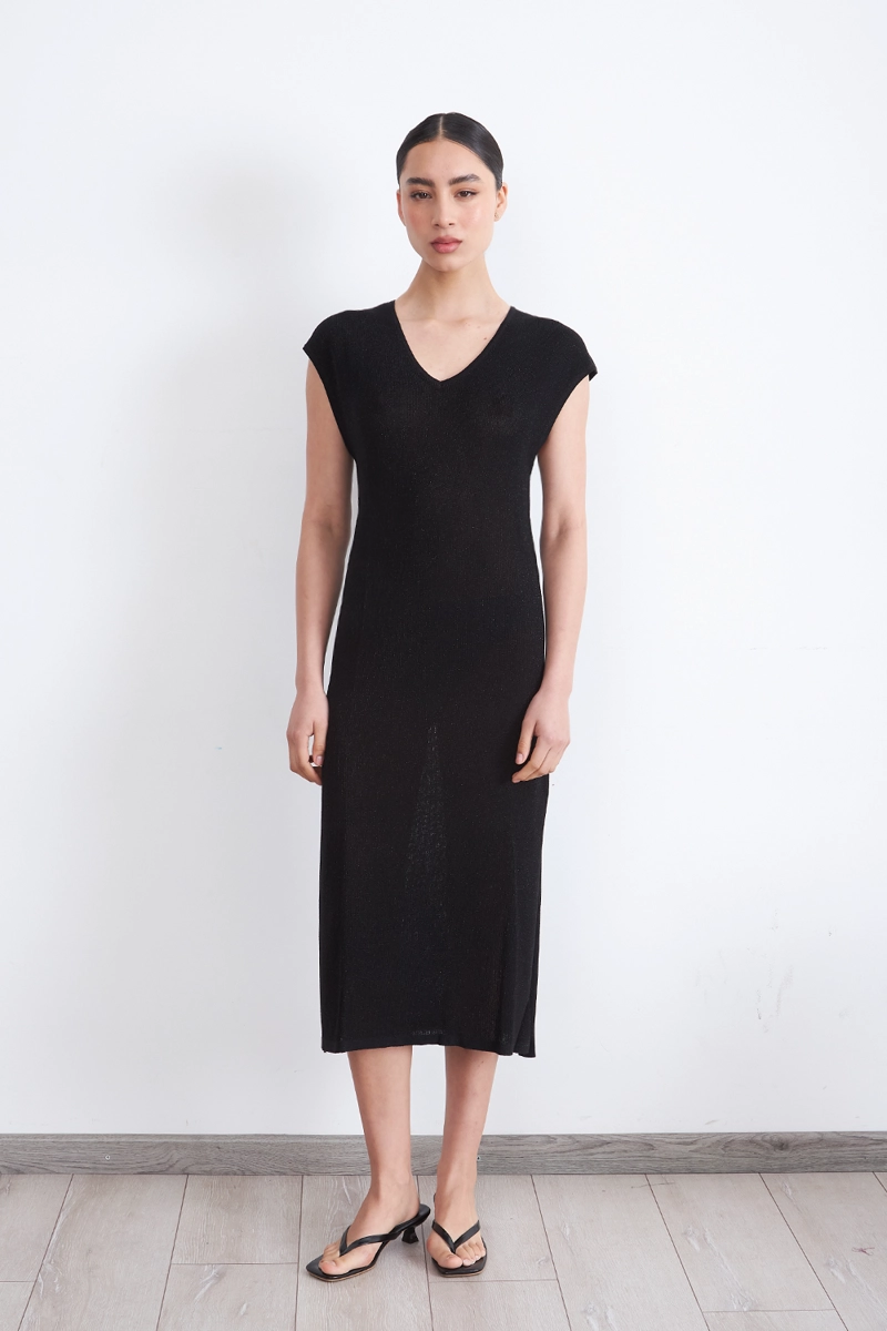 VESTIDO MUJER NICOPOLY NEGRO HOLGADO CON BRILLOS - 5