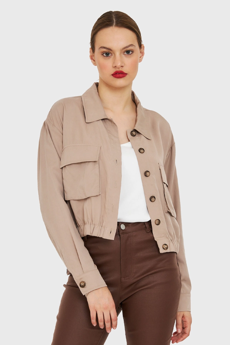 BLUSA BOLSILLOS CARGO KHAKI MUJER NICOPOLY - 5