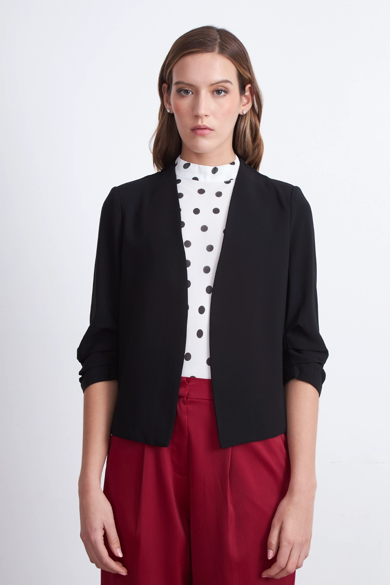 BLAZER CUELLO SIN SOLAPA NEGRO MUJER NICOPOLY - 1
