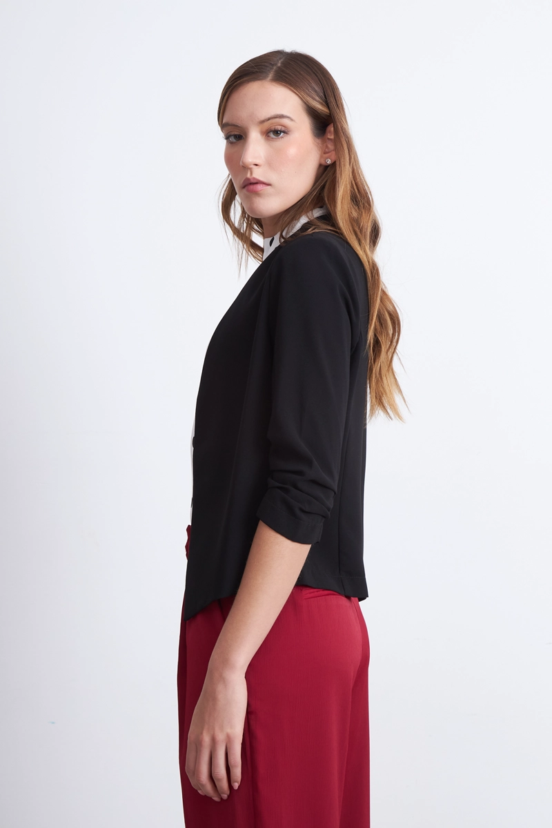 BLAZER CUELLO SIN SOLAPA NEGRO MUJER NICOPOLY - 3