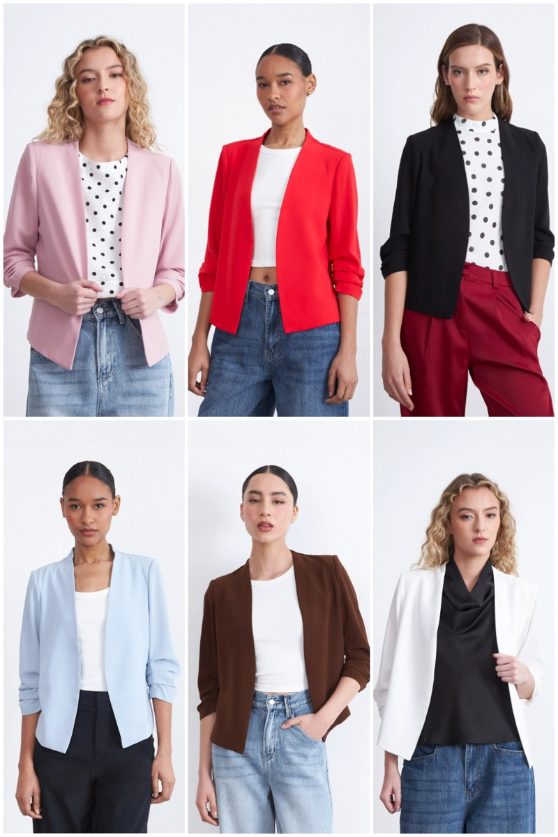 BLAZER CUELLO SIN SOLAPA NEGRO MUJER NICOPOLY - 5