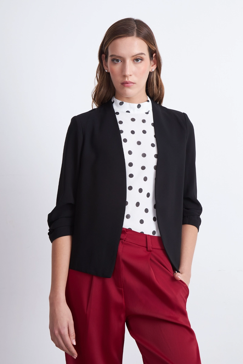 BLAZER CUELLO SIN SOLAPA NEGRO MUJER NICOPOLY - 6