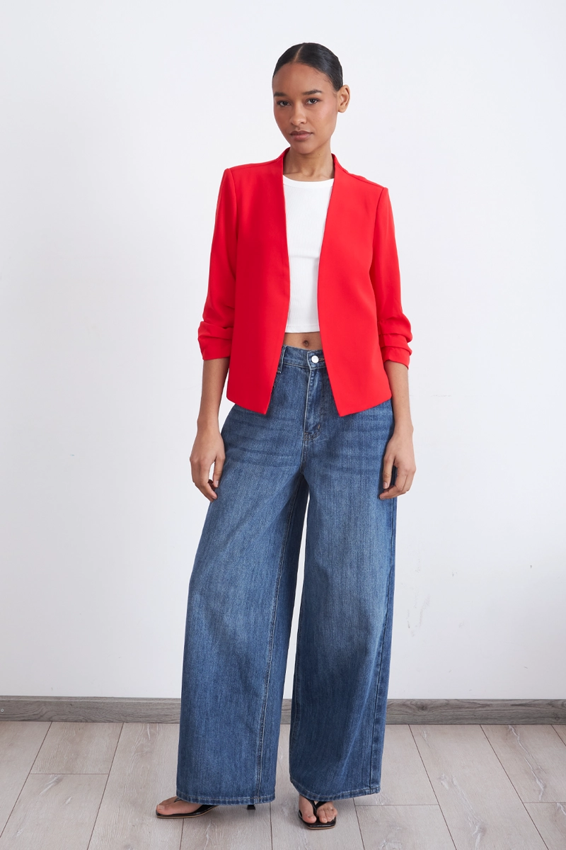 BLAZER CUELLO SIN SOLAPA ROJO MUJER NICOPOLY - 2
