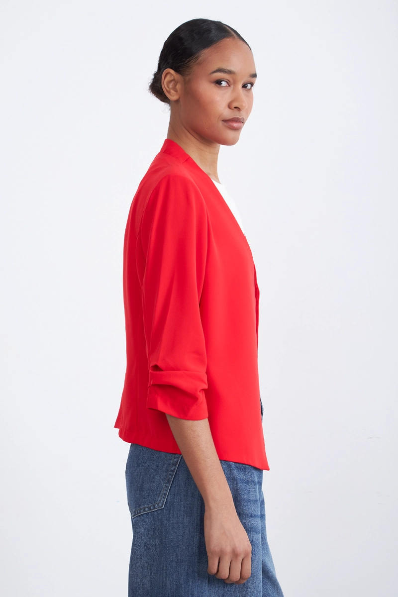 BLAZER CUELLO SIN SOLAPA ROJO MUJER NICOPOLY - 3