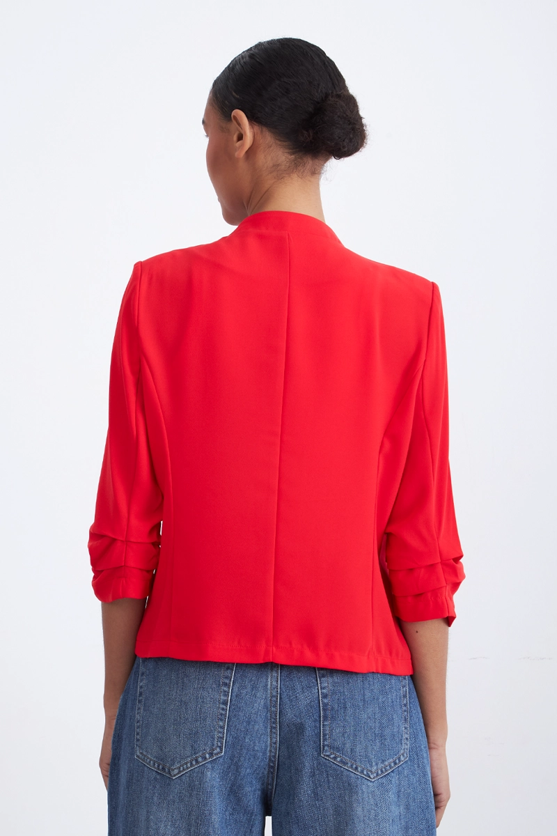 BLAZER CUELLO SIN SOLAPA ROJO MUJER NICOPOLY - 4