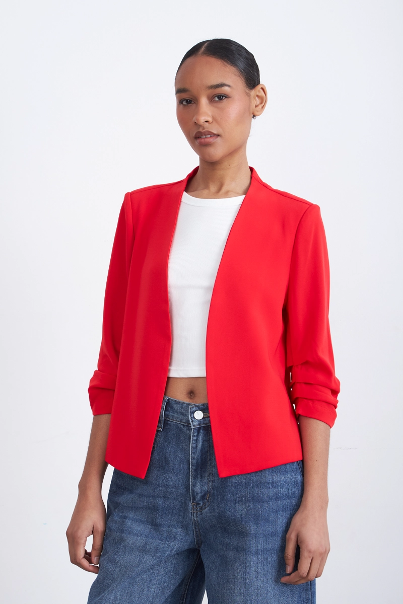 BLAZER CUELLO SIN SOLAPA ROJO MUJER NICOPOLY - 5