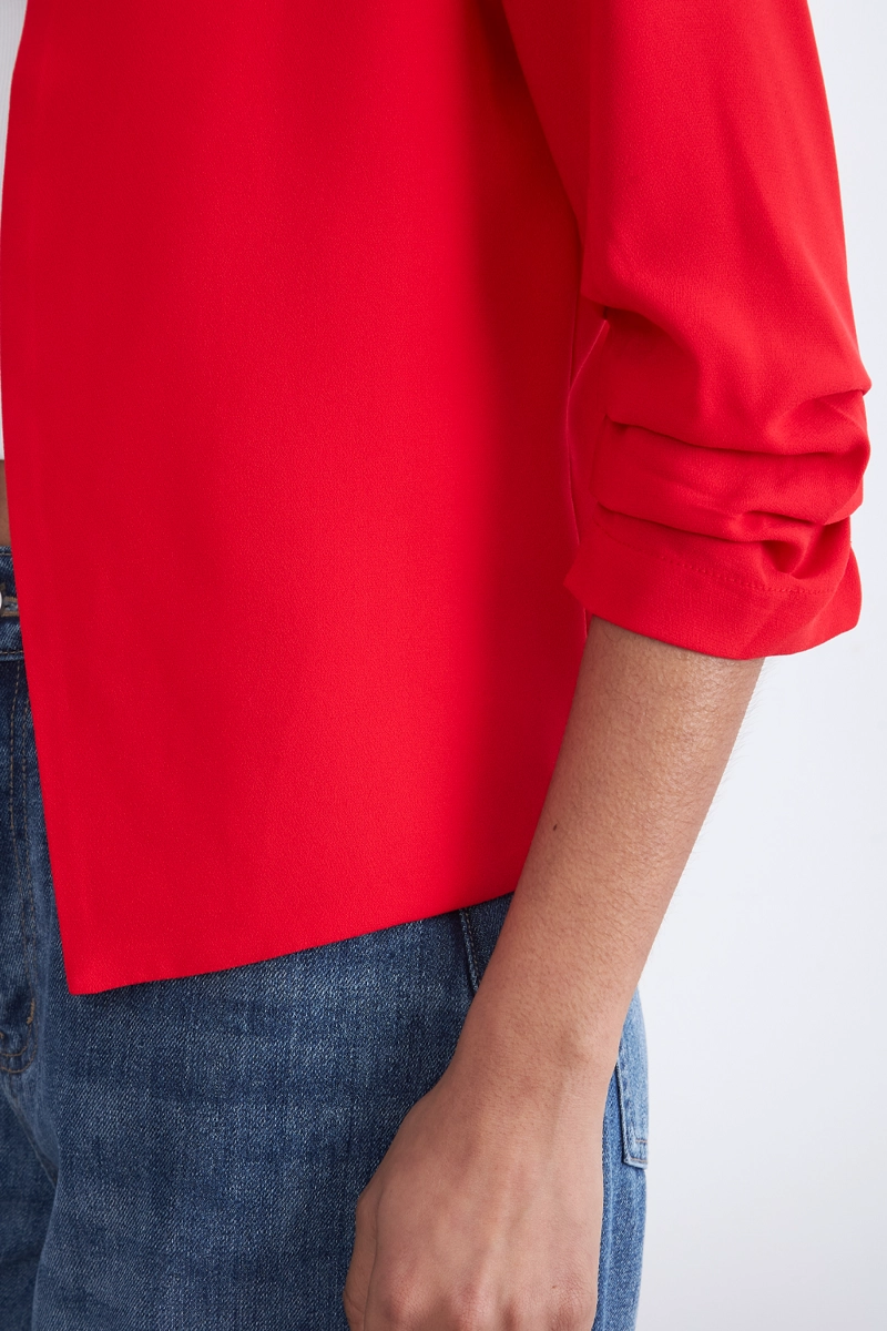 BLAZER CUELLO SIN SOLAPA ROJO MUJER NICOPOLY - 6