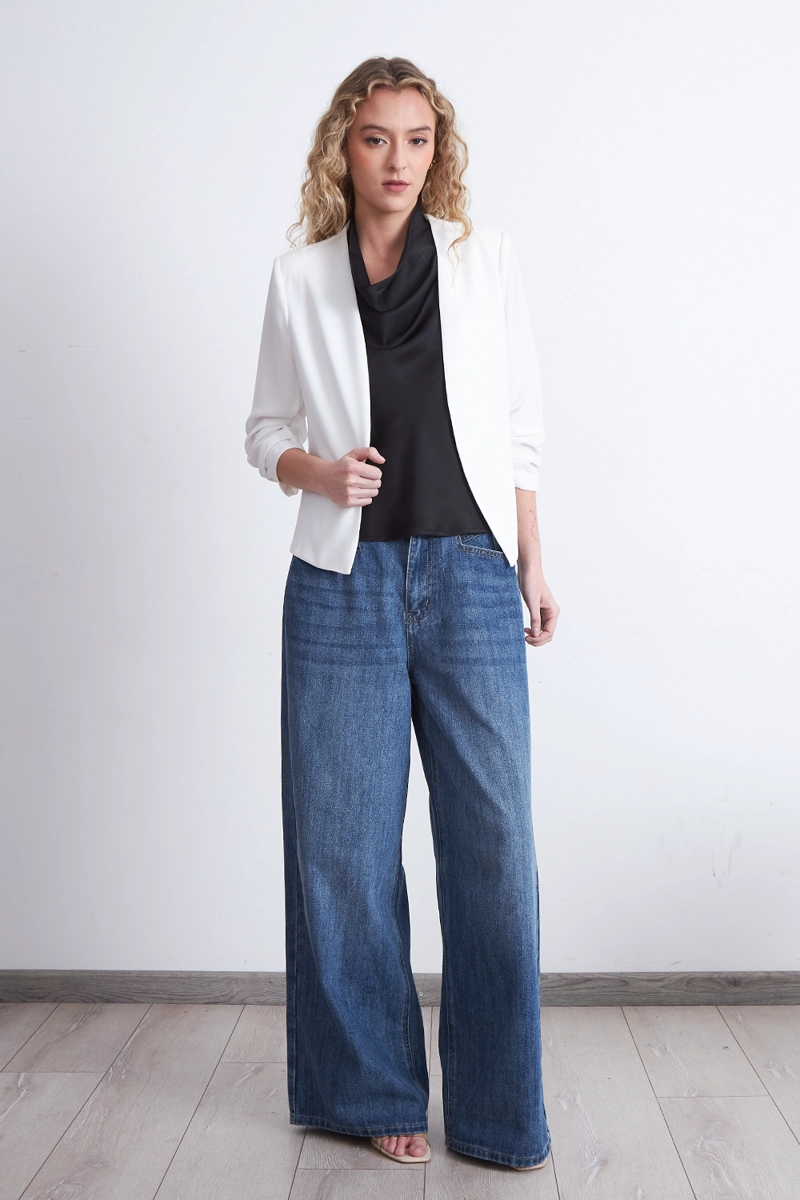 BLAZER CUELLO SIN SOLAPA BLANCO MUJER NICOPOLY - 2