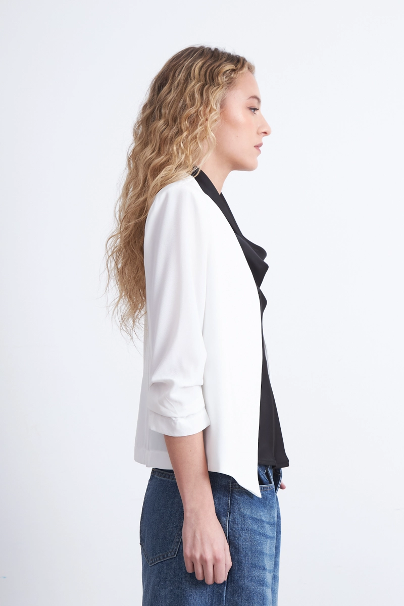 BLAZER CUELLO SIN SOLAPA BLANCO MUJER NICOPOLY - 3