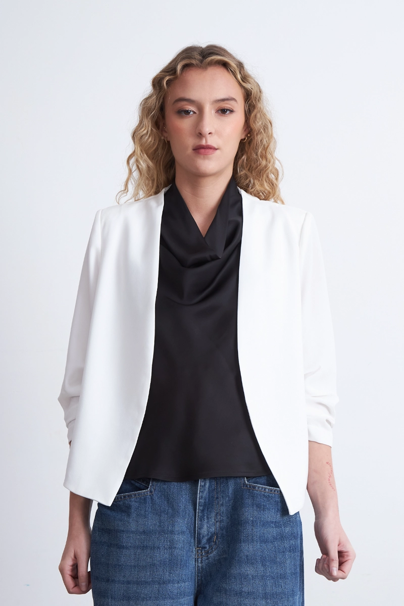 BLAZER CUELLO SIN SOLAPA BLANCO MUJER NICOPOLY - 6