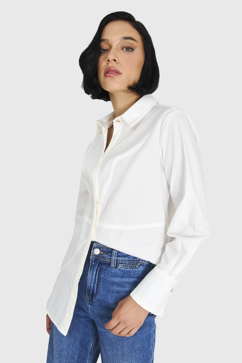 CAMISA ALGODÓN MUJER NICOPOLY BLANCO BÁSICA - 1