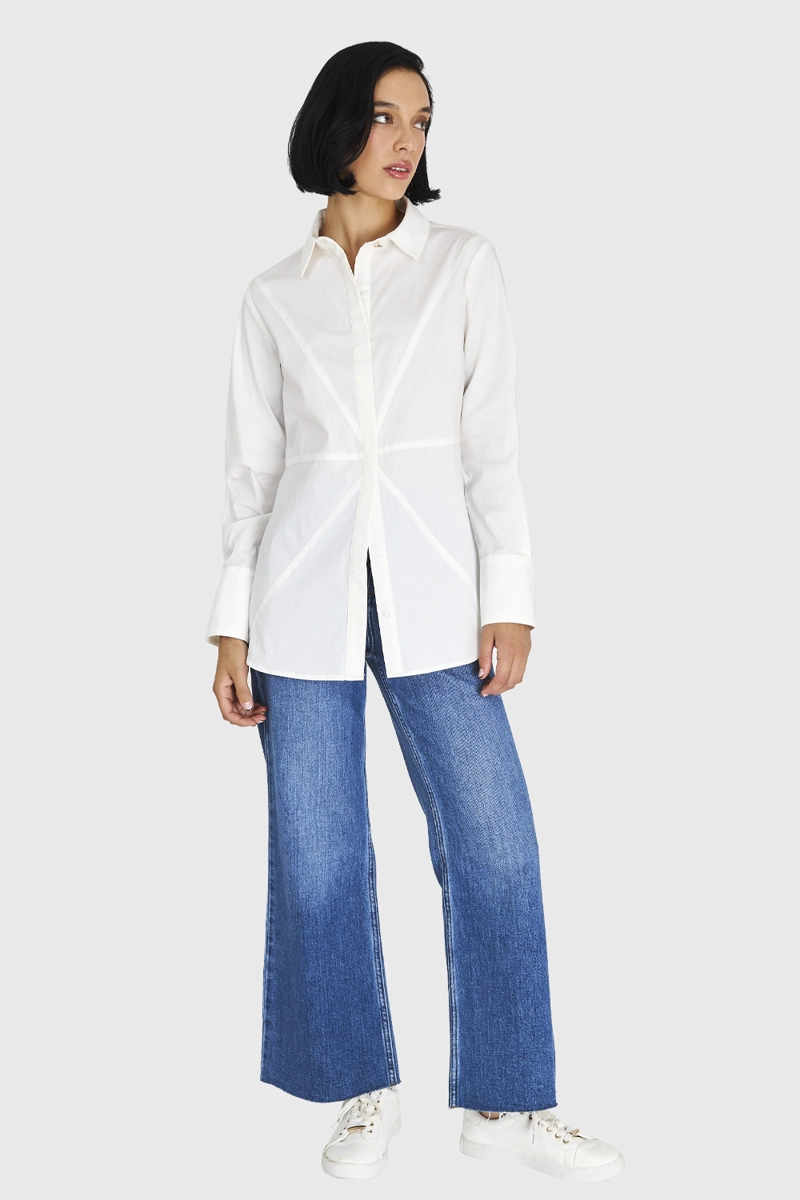 CAMISA ALGODÓN MUJER NICOPOLY BLANCO BÁSICA - 2