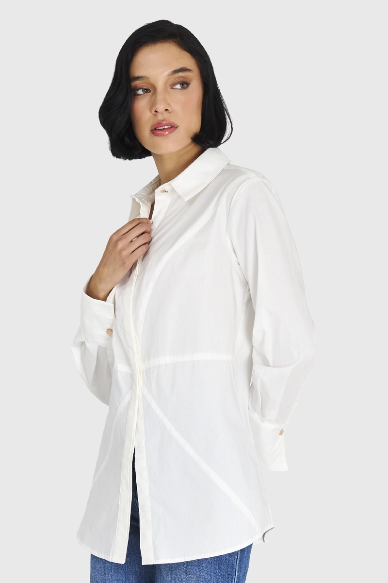 CAMISA ALGODÓN MUJER NICOPOLY BLANCO BÁSICA - 3
