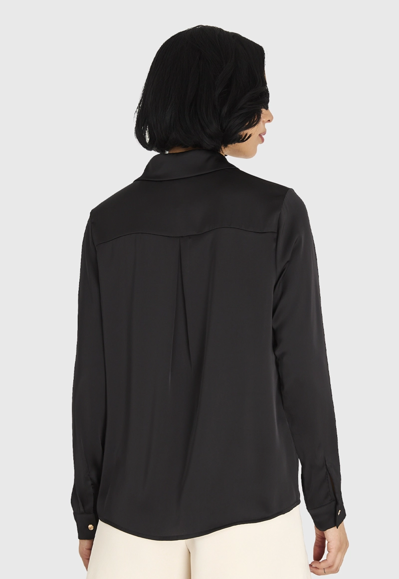 CAMISA MUJER NICOPOLY NEGRO BÁSICA TIPO SATÍN - 4