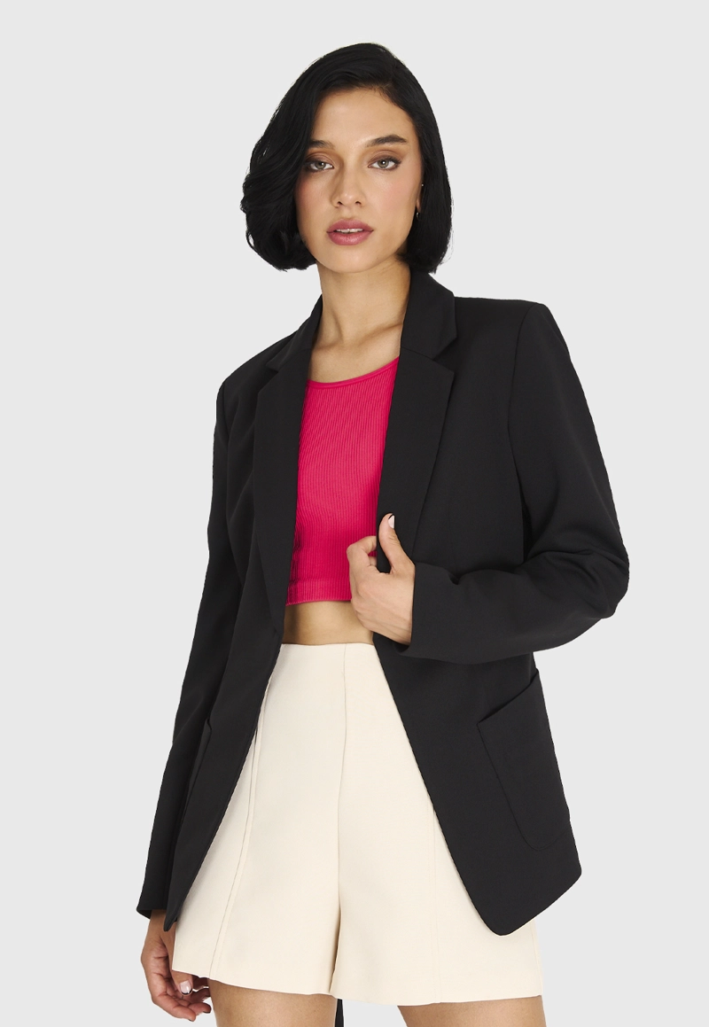 BLAZER MUJER NICOPOLY NEGRO LAZO DELANTERO - 1
