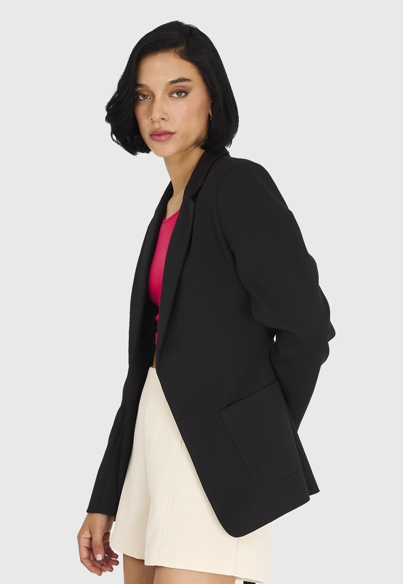 BLAZER MUJER NICOPOLY NEGRO LAZO DELANTERO - 3